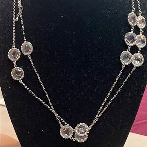 Elegant Silver Necklace with Glass Crystal Accents
